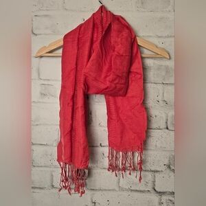 Danier Coral Fringe Scarf NWT – Lightweight Woven Wrap Shawl